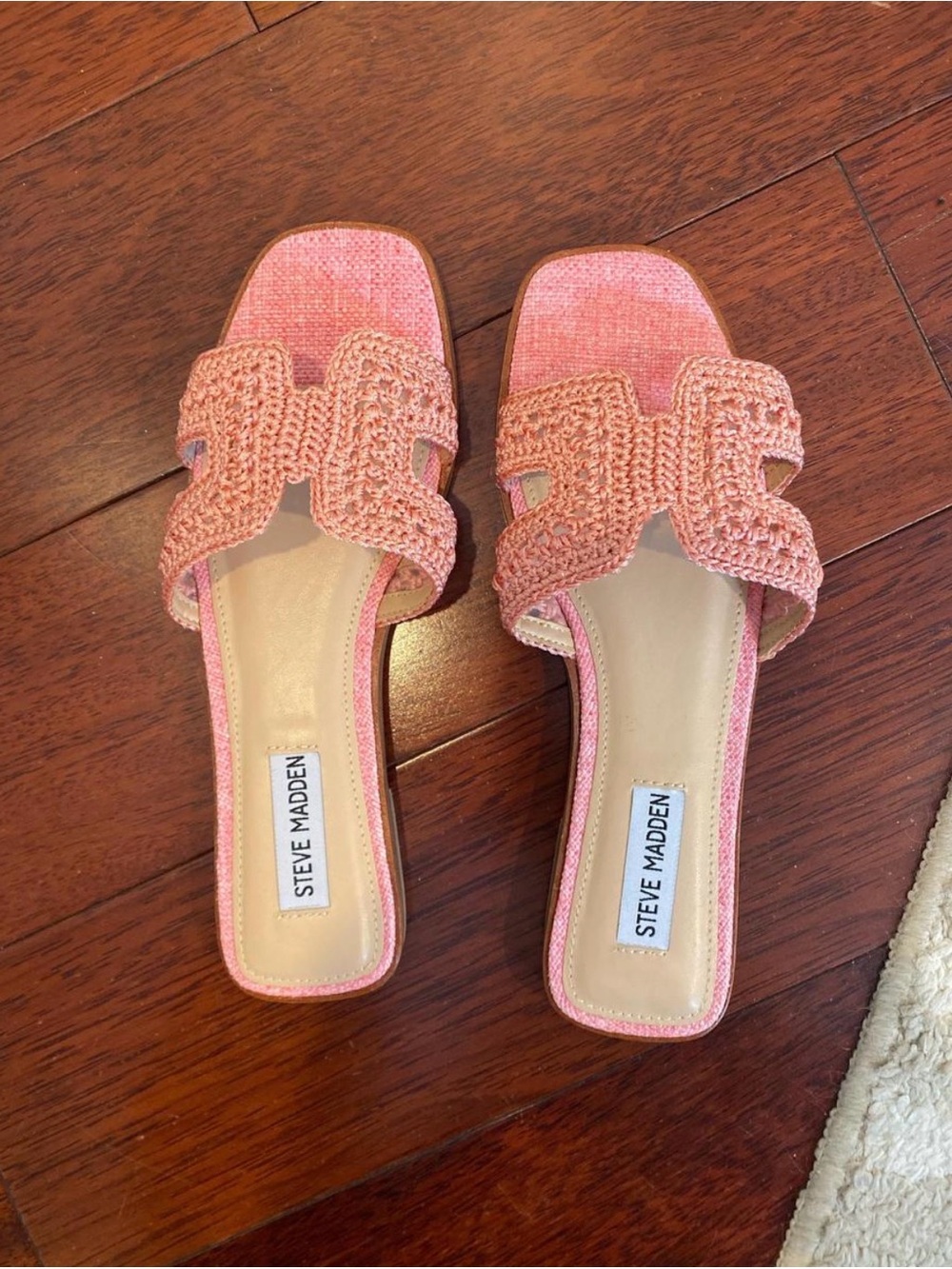 NWOT Steve Madden Pink Crochet Slide Mules